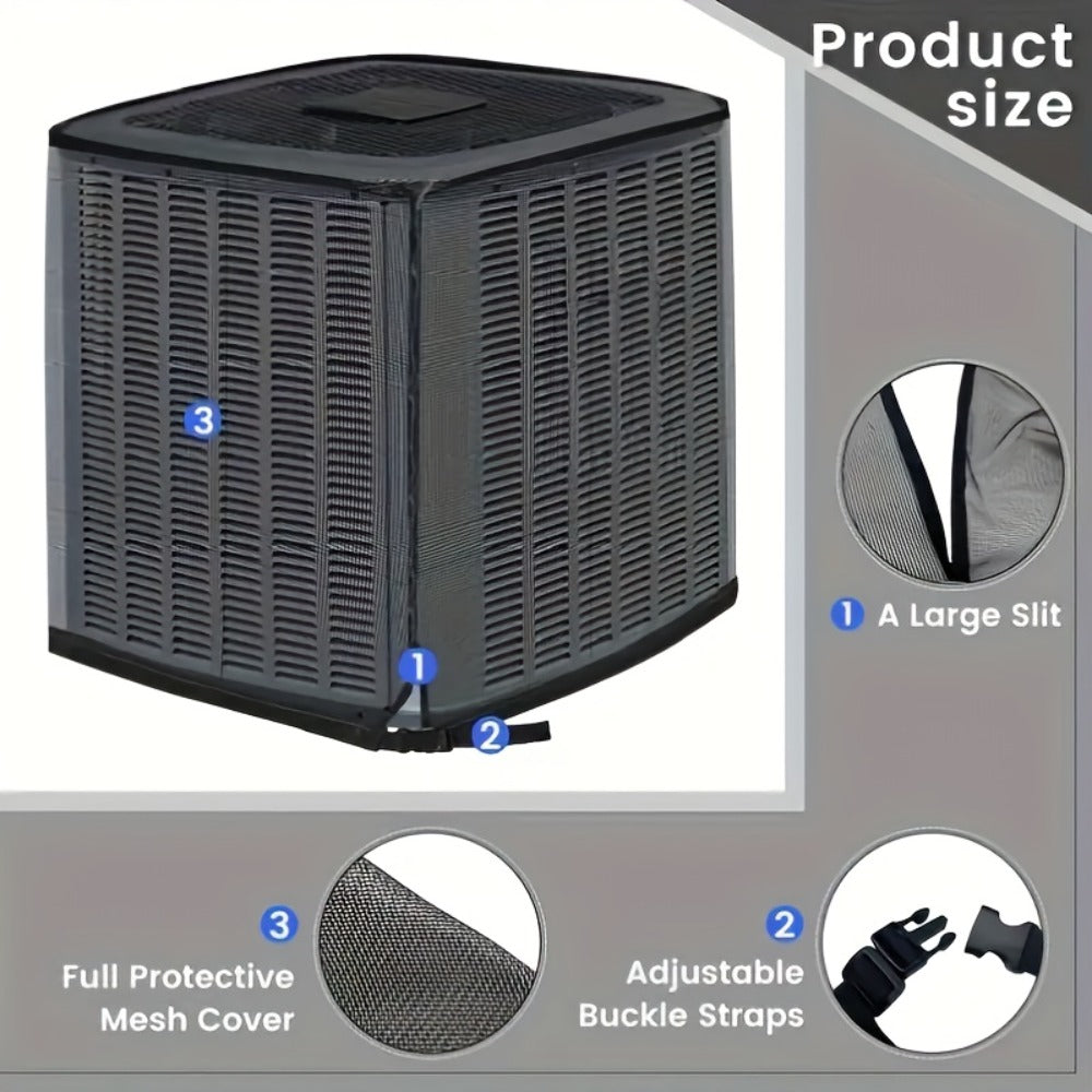 Outdoor Air Conditioner Cover with Mesh Vent and Adjustable Straps in Three Sizes for Central AC Units
