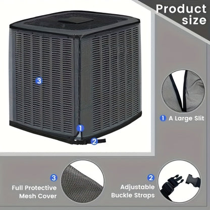 Outdoor Air Conditioner Cover with Mesh Vent and Adjustable Straps in Three Sizes for Central AC Units