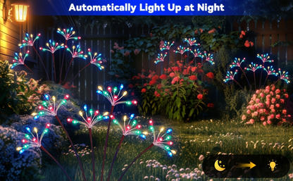 Solar Garden Lights Outdoor 4 Pack Twinkling Swaying Firework LED Stake Lights 2 Modes – Decorative Solar Path Lights for Yard Patio Flowerbed Camping Christmas Party Decor