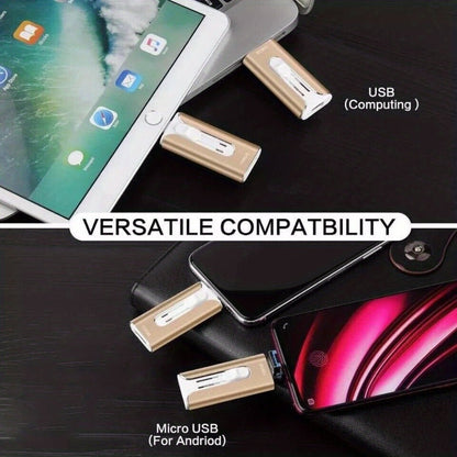 USB Flash Drive, 4-in-1 USB 3.0 OTG Photo Drive with 128GB or 256GB Capacity, Four Connectors and Four Colors