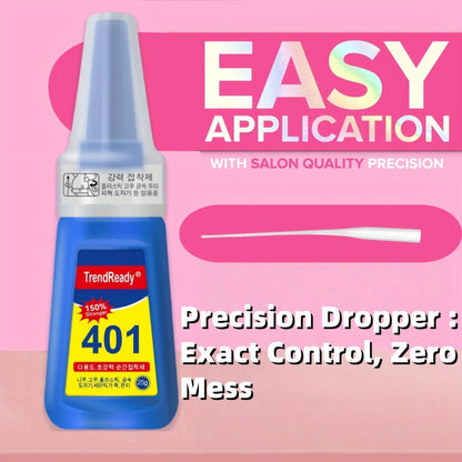 Nail Glue Set, TrendReady 401 25g Bottles in 1+1, 3+1, 5+1 or 7+1 Pack Options with Pointed Nozzles