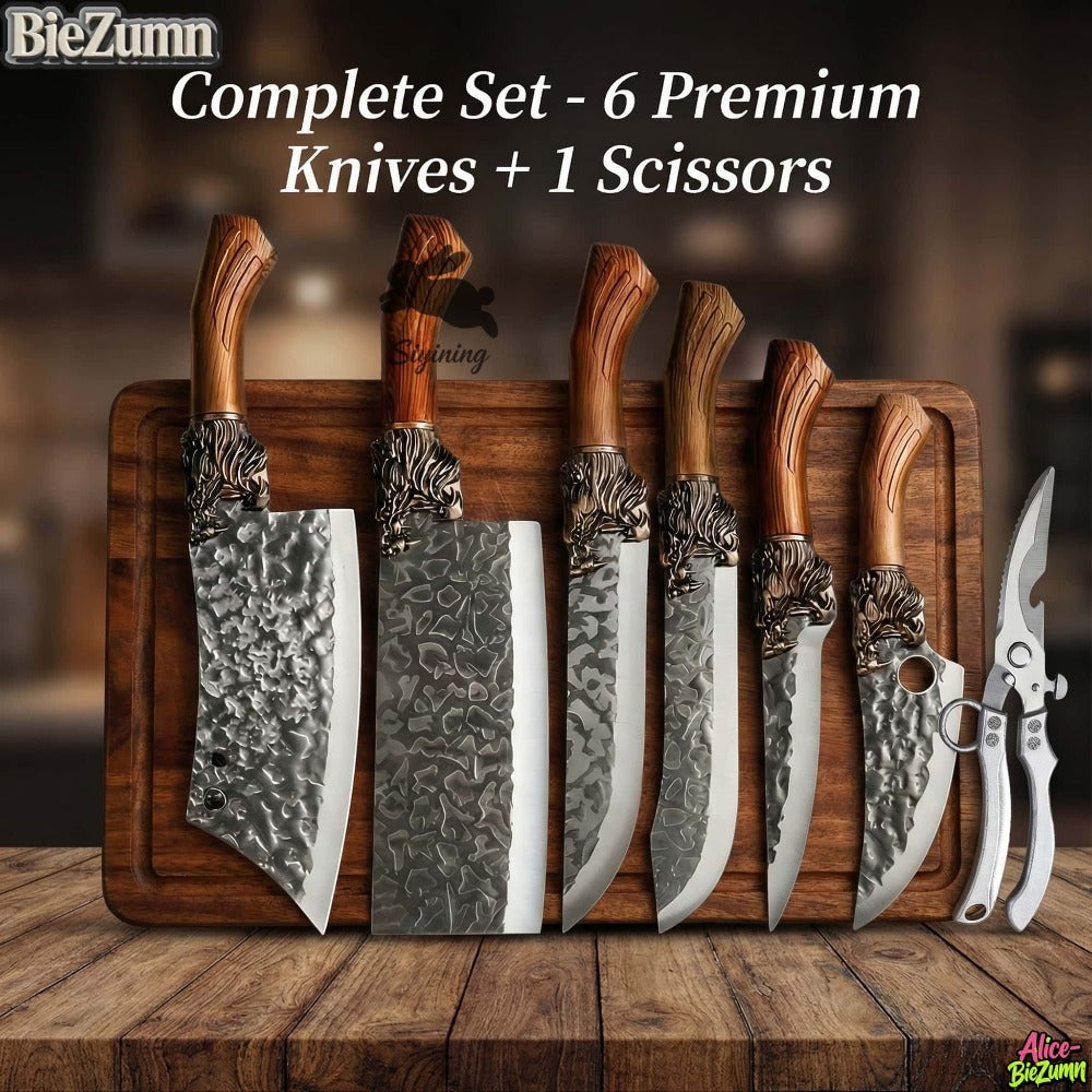 Kitchen Knife Set 7-Piece Stainless Steel Professional Chef Knives with Boning Slicing Carving Peeler Butcher Knife & Scissors, Ultra-Sharp for Meat Fish Fruits Home & Pro Use