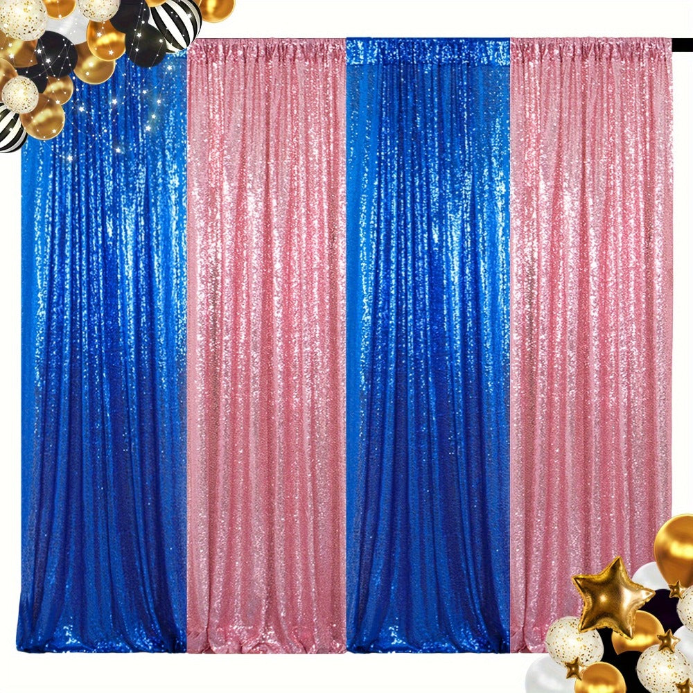Sequin Backdrop Curtain 4 Panels 2FTx8FT – Shimmer Glitter Background for Wedding Party Photo Booth Decoration