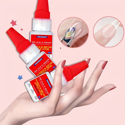Nail Glue Salon Grade Super Glue 2-Pack – Heavy Duty Clear Adhesive for Artificial Nails, Multi-Surface Repairs, Waterproof with Dropper & Brush, Non-Yellowing