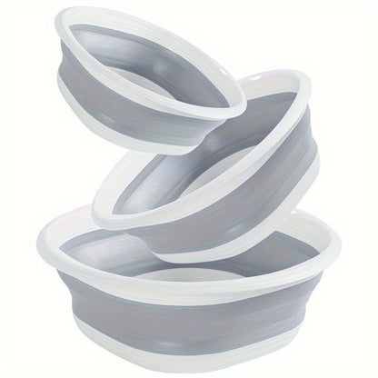 Three-Piece Collapsible Basin Set in Large, Medium and Small Sizes for Laundry, Kitchen and Camping