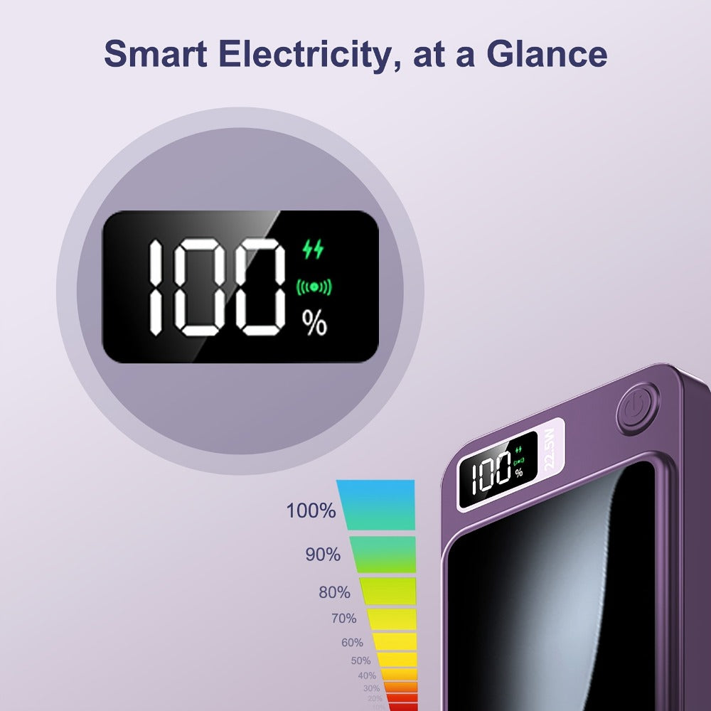 Magnetic Wireless Power Bank with 5000mAh and 10000mAh Labels, Flip Display and Four Color Options