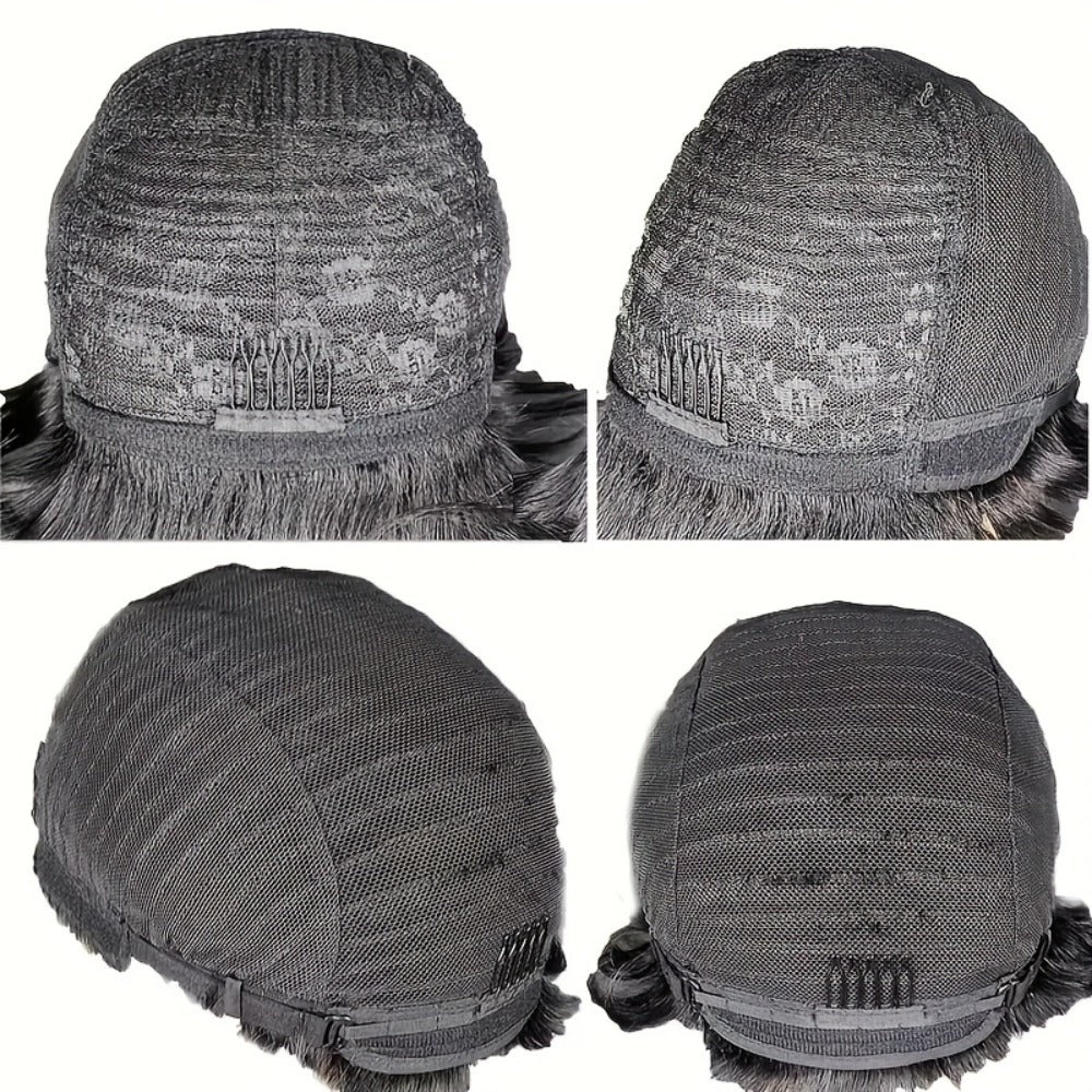 Layered Pixie Human Hair Wig with Side Bangs in #4 Brown, #99J Burgundy or #1 Black Color Options