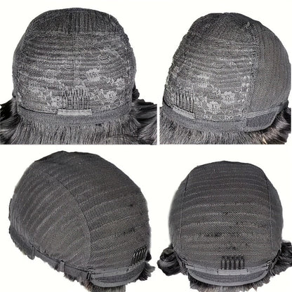 Layered Pixie Human Hair Wig with Side Bangs in #4 Brown, #99J Burgundy or #1 Black Color Options