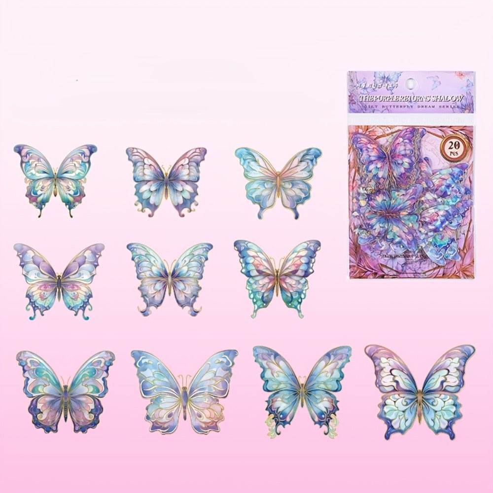 3D Butterfly Stickers 120pcs Holographic Glitter Resin Clear Aesthetic Decal Pack for an Everyday Personal Care Routine
