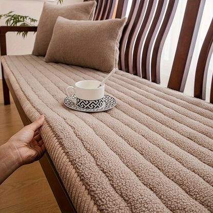 Sofa Cover Bohemian Short-Plush Quilted Panels for Armrest, Backrest and 2 to Large 4-Seater Sofas