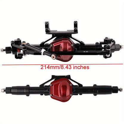 Front and Rear Metal Axle Upgrade Set for 1/10 RC Crawlers in Black or Gray with 8.43-Inch Overall Width