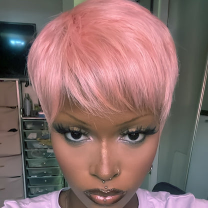 Short Pixie Cut Wig with Bangs Women Synthetic Hair 4 Inch | Lightweight Layered Natural Look | Multi-Color Halloween Cosplay Christmas Party Everyday Wear