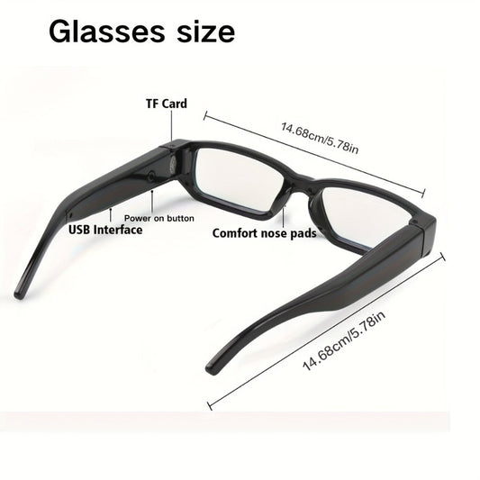 1080P HD Recording Glasses with TF Storage Card – Smart Camera Glasses, 65° Wide-Angle DV Video Recorder, Eye Protection Lenses, Long-Lasting Battery, Portable Wearable Camera for Travel, Sports & Everyday Use