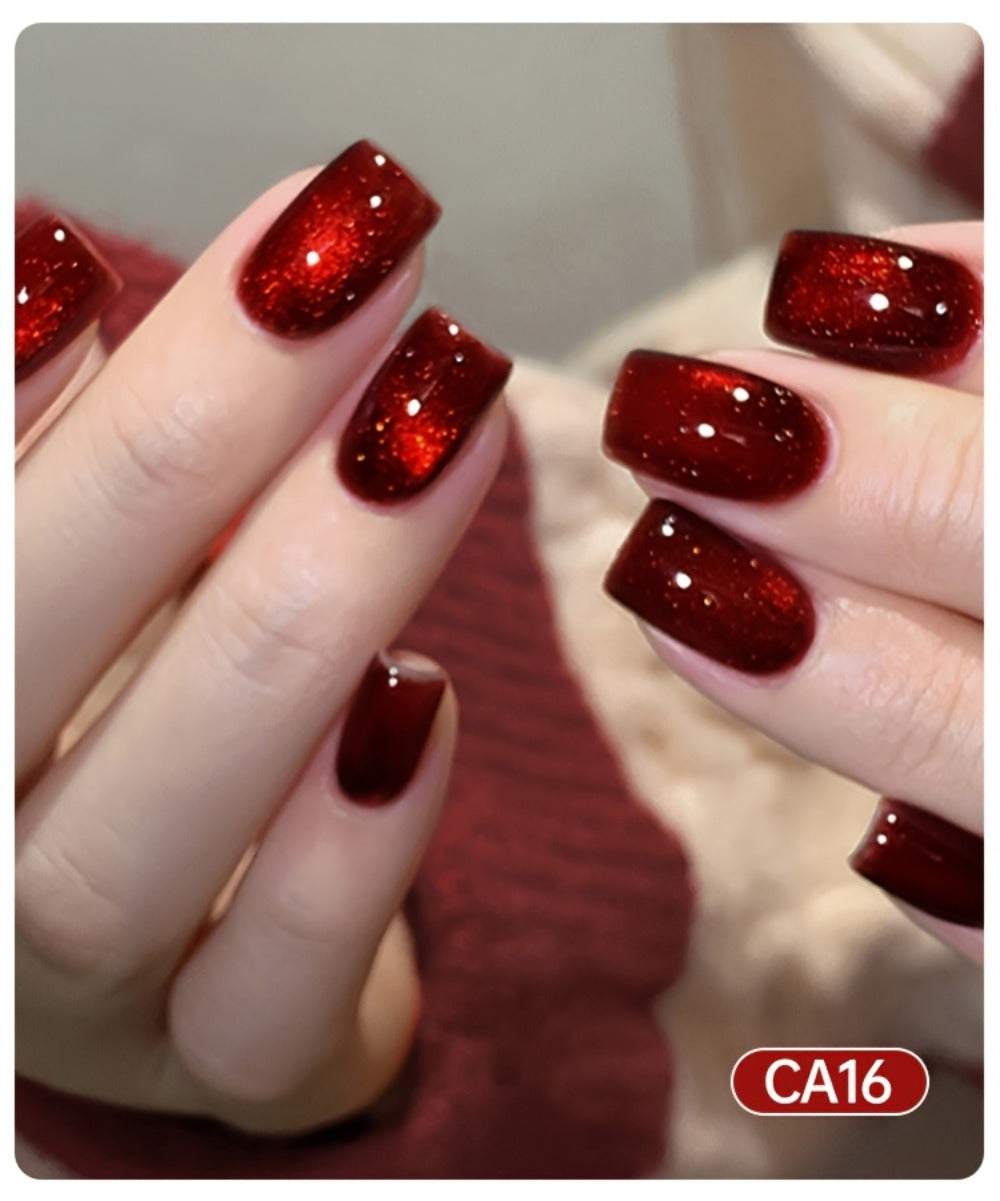15ml CA14 Cat Eye Gel Polish in Plum Bordeaux with Magnetic Color Effect and UV/LED Lamp Curing Label