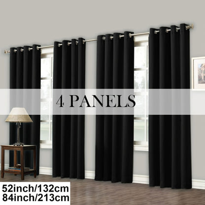Blackout Curtains Grommet Top Room Darkening Window Drapes 4 Panels Set Living Room Bedroom