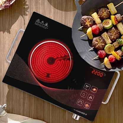 Portable Electric Induction Cooktop 2200W Ceramic Infrared Hot Plate with Adjustable Temperature & Dual Touch Rotation Control – Single Burner Electric Stove for Home Dorm Cooking