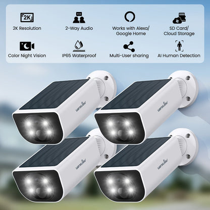 Wansview 2K Solar Outdoor Security Camera with 5000mAh Battery, WiFi and Optional SD or Cloud Storage
