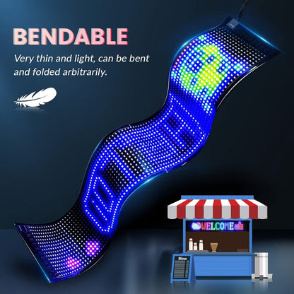 Programmable LED Sign Flexible Matrix Panel – App & USB Control, RGB Multicolor, Music Sync, Text & Animation Display for Indoor Shop, Party & Event Decoration (16×32 to 16×192)
