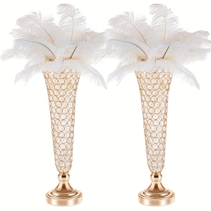 Crystal-Style Trumpet Decorative Vase Set in Gold or Silver and Two- or Ten-Piece Options for Home and Everyday Use