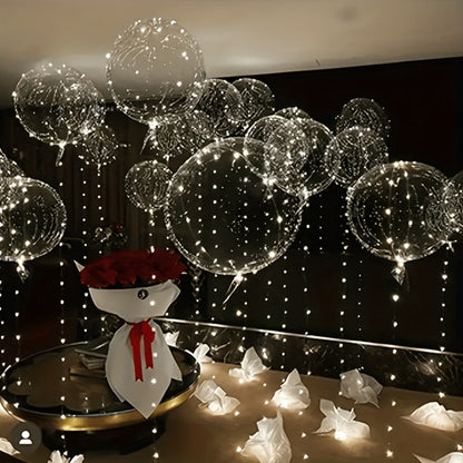 LED Bubble Balloon Party Supplies Set with 20 Clear Balloons, 20 Light Strings and Two Light Colors