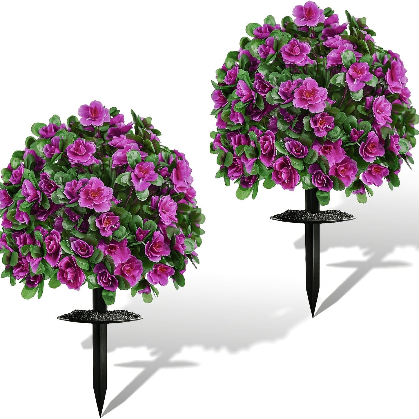 Artificial Floral Topiary Ball with Ground Spike, 22 or 23.6 Inch Height and Single or Two-Piece Style Options