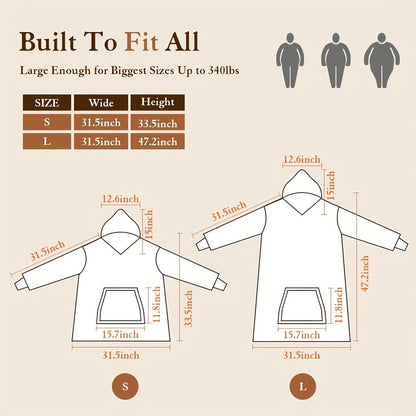Hooded Wearable Blanket – Double-Sided Flannel Suede Hoodie Blanket for Women & Men, 500gsm Oversized Warm Cozy Sweatshirt
