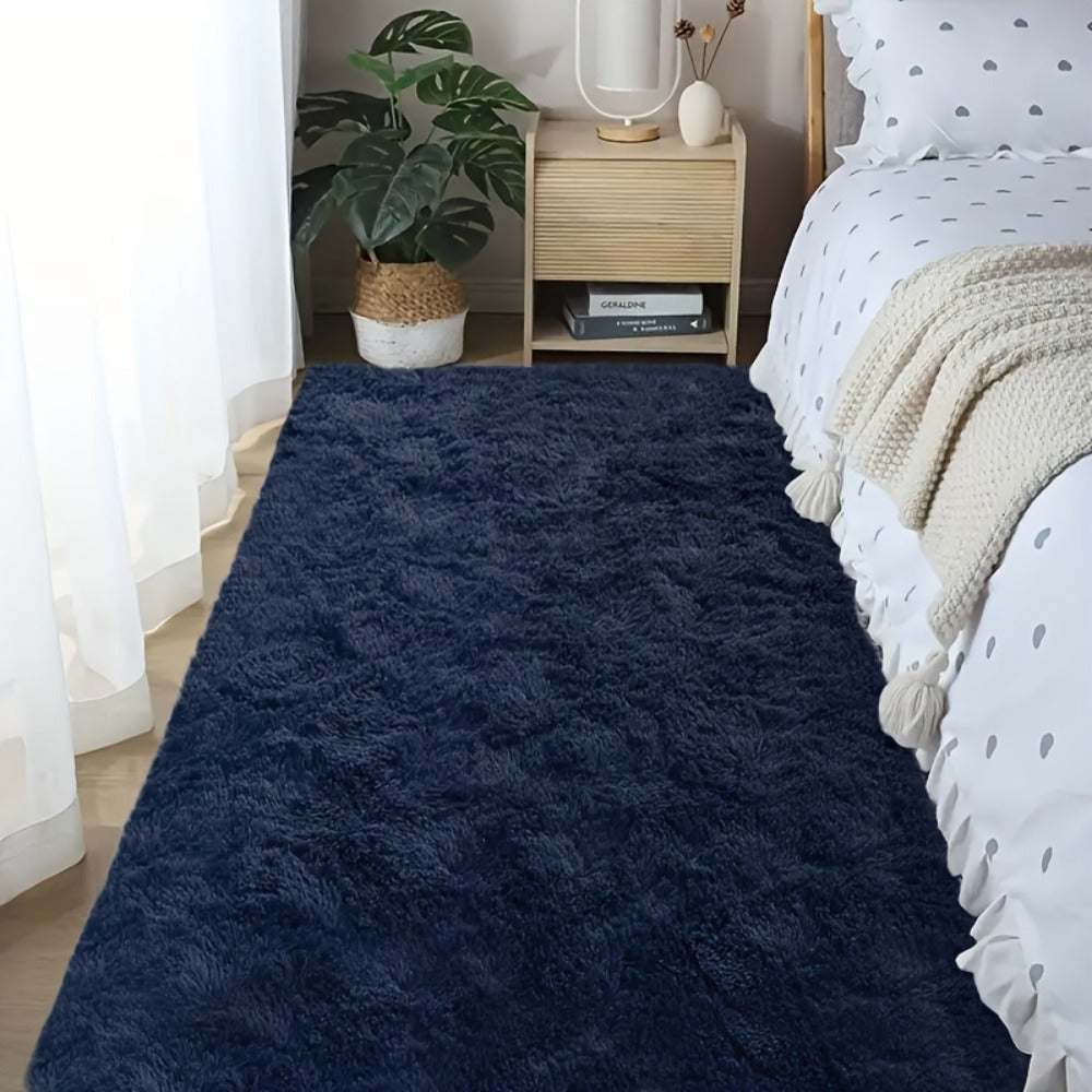 Area Rug Tie-Dye Shaggy Plush Design with Six Colors and Four Washable Sizes for Bedroom or Dorm