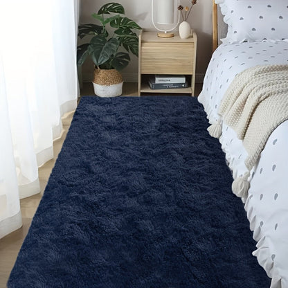 Area Rug Tie-Dye Shaggy Plush Design with Six Colors and Four Washable Sizes for Bedroom or Dorm