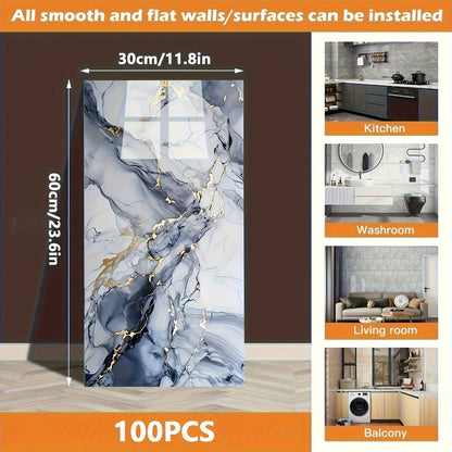 11.8 x 23.6-Inch Marble-Pattern Foam Wall Panels in 50- or 100-Piece Color and Count Options