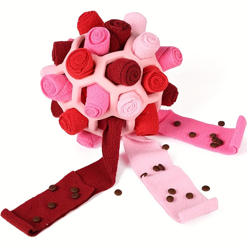 Dog Toy Fabric Snuffle Ball Treat Dispenser and Slow Feeder in Five Colors for Dogs and Puppies