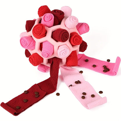 Dog Toy Fabric Snuffle Ball Treat Dispenser and Slow Feeder in Five Colors for Dogs and Puppies