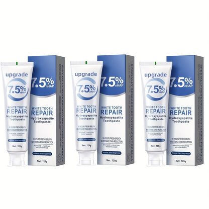 Hydroxyapatite Toothpaste 3-Pack 7.5% Nano Formula Whitening Toothpaste with Toothbrush Teeth Whitening Fresh Breath Enamel Repair Oral Care Set for Home and Travel Gift for Women Men