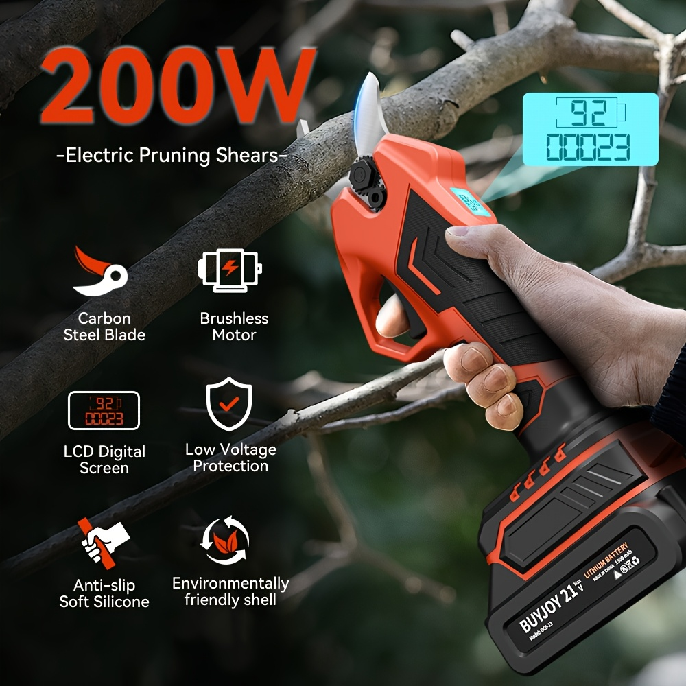 Electric Pruning Shears Cordless with LCD Display, Portable Battery-Powered Tree Pruner with Adjustable Cutting Diameter for Garden, Orchard & Tree Pruning – Great Gift
