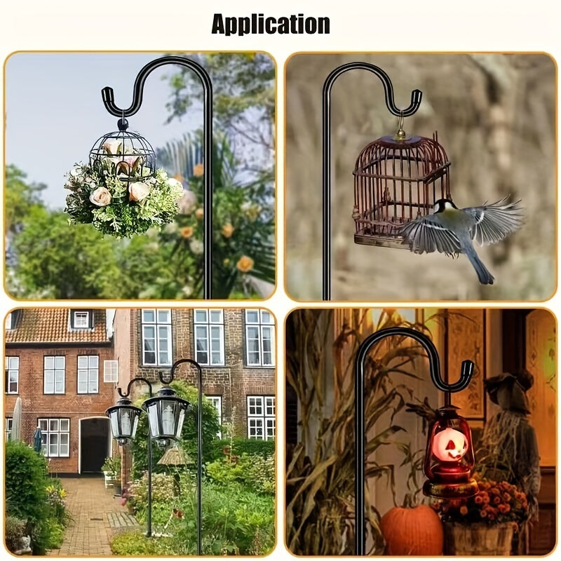Heavy-Duty Shepherd's Hook Garden Pole for Bird Feeders, Plants or Lanterns in Two Heights