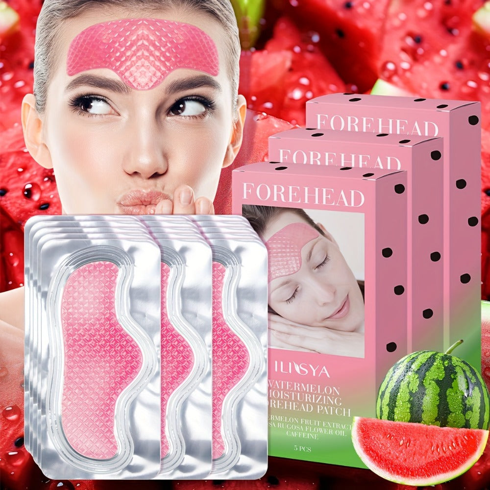Watermelon Forehead Patches 15pcs Caffeine Collagen Niacinamide Ultra Hydrating Moisturizing Brightening De-Puffing Daily Facial Skin Care for Women All Skin Types