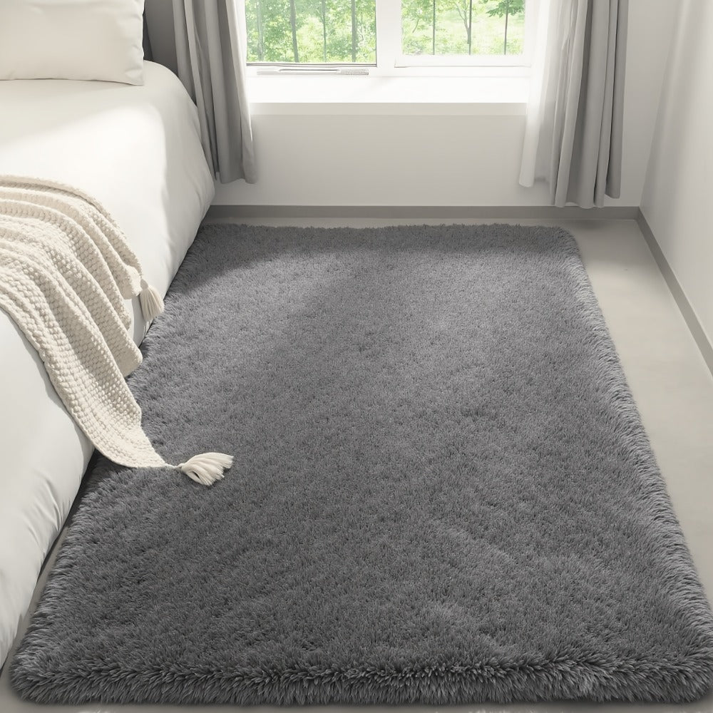 Plush Shag Area Rug in Solid or Tie-Dye Colors with Four Rectangular Size Options for Living Spaces