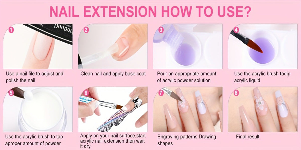 Complete Acrylic Nail Kit with Drill & UV LED Light, Colored Acrylic Powders & All Tools Included for