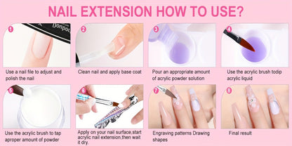 Complete Acrylic Nail Kit with Drill & UV LED Light, Colored Acrylic Powders & All Tools Included for