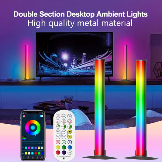 RGBIC Atmosphere Light with Music Sync - Desktop Ambient Light, App & Remote Control, Alloy Body, Multi-Mode Color Adjustment, USB 5V Powered, Single or Pair for Gaming Room, Bedroom & Desk Setup