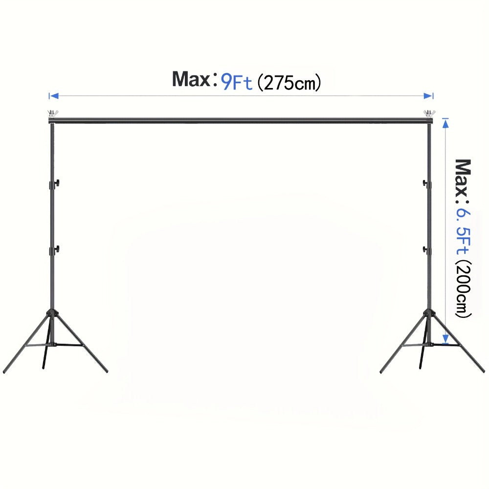 Backdrop Stand 9 x 6.5-Foot Adjustable Tripod Frame with Interlocking Crossbars and Backdrop Clips