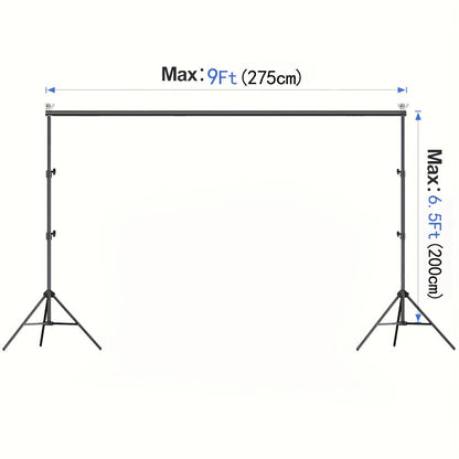 Backdrop Stand 9 x 6.5-Foot Adjustable Tripod Frame with Interlocking Crossbars and Backdrop Clips
