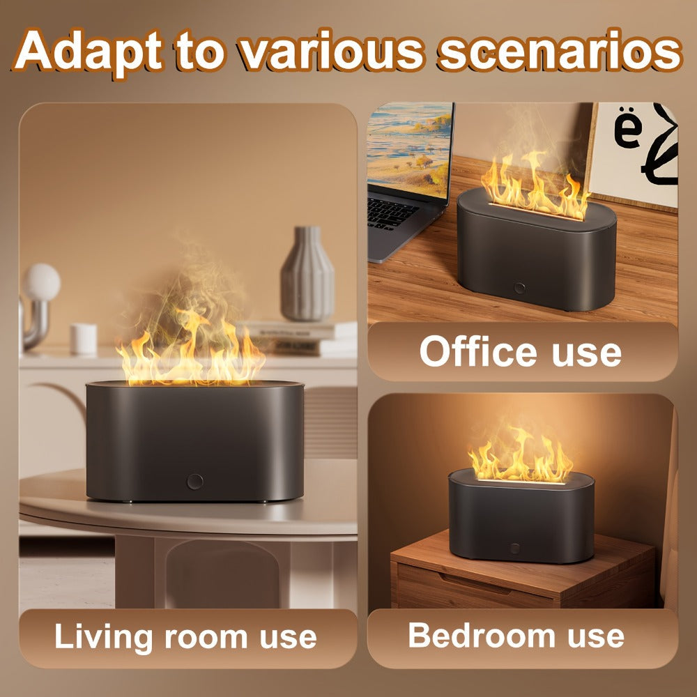 Humidifier Mini Flame-Effect USB Diffuser with Three Mist Levels and One, Two or Three-Piece Sets