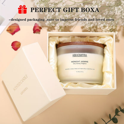 12.4oz Candle with Three Cotton Wicks, Wide Glass Jar, Gift Box and Six Fragrance Selections
