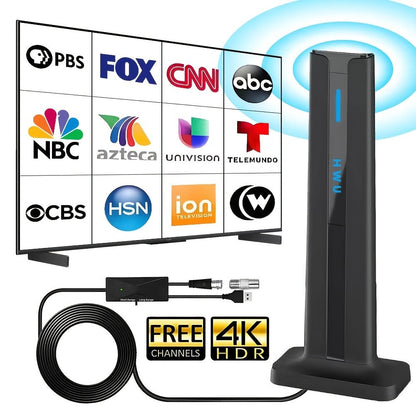 TV Antenna with Magnetic Vertical Base, 16-Foot Coaxial Cable, USB Amplifier and One or Two-Pack Options
