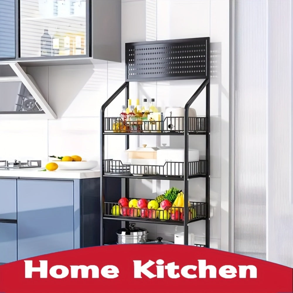Four-Tier Rolling Display Rack with Wire Basket Shelves, Top Sign Panel and Exact 55 by 24 by 11 Option