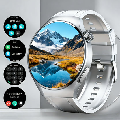 Alarm Smartwatch with Silicone Strap – Wireless Calling, Pedometer, Calorie Tracker, Music Playback, Remote Camera & Multi-Sport Modes – Unisex Men & Women Silver Black