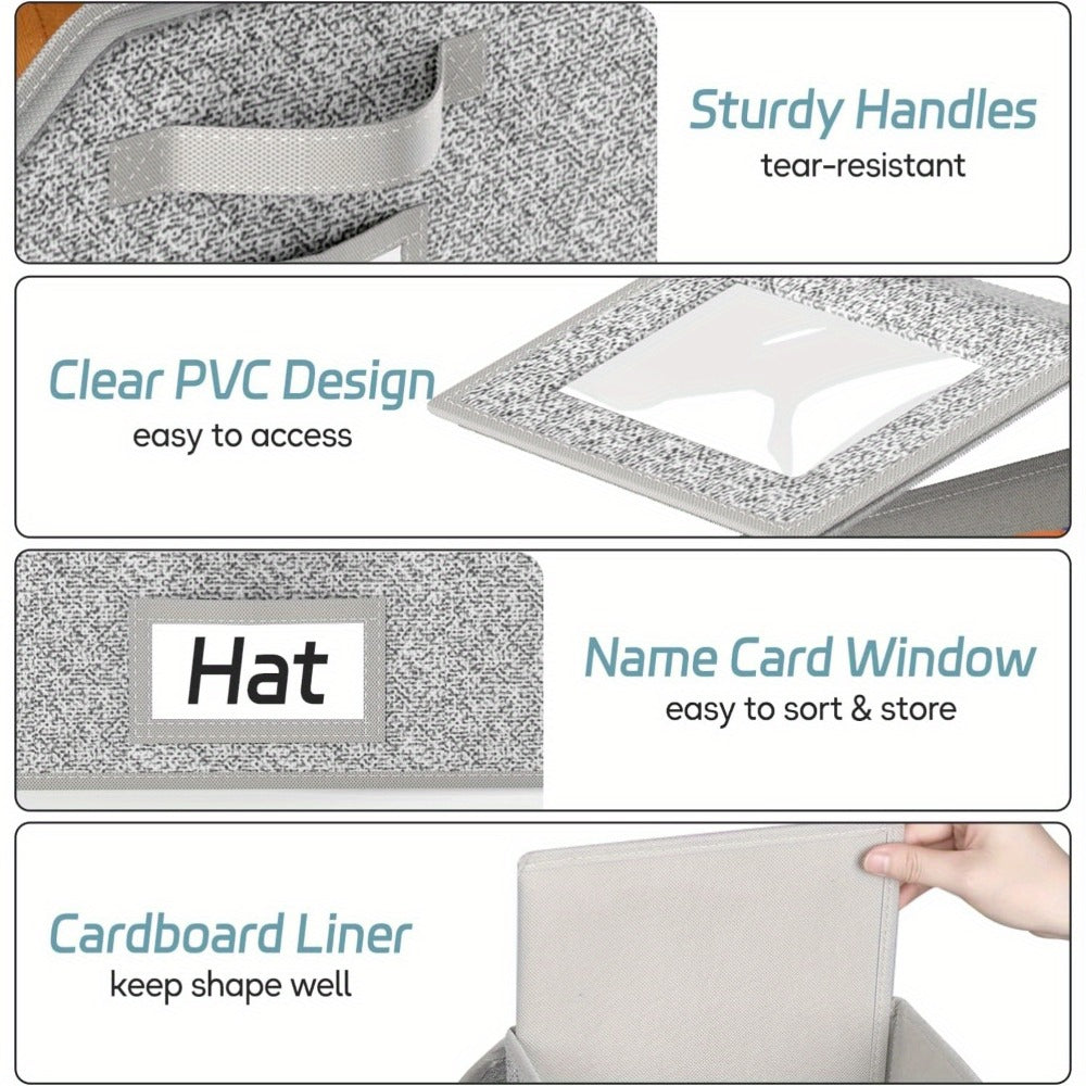 Stackable Baseball Cap Storage Box with Clear Viewing Window – Hat Organizer for Closet Holds Up to 30 Caps, Space-Saving Design for Hats, Underwear, Socks & Toys – For Men & Women (2 or 4 Pack)