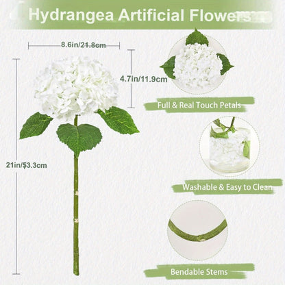 Real Touch Hydrangea Artificial Flowers 4/8pcs 21 Inch Full Latex Faux Hydrangea Stems for Wedding Table Centerpiece, Party Floral Arrangements, Home Vase Decor
