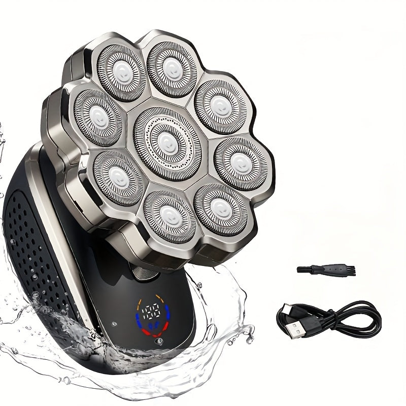 Men's Electric Rotary Shaver 7D 9D with LED Display — Titanium Blades, Wet & Dry, USB-C Fast Charging, Head Shaver & Bald Barber Tool, Father's Day Gift for Men