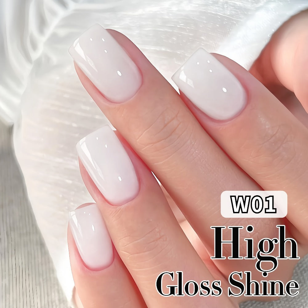 Gel Nail Polish in 15ml Milky White W01 Sheer Jelly for a Glass-Like Finish with UV/LED Cure